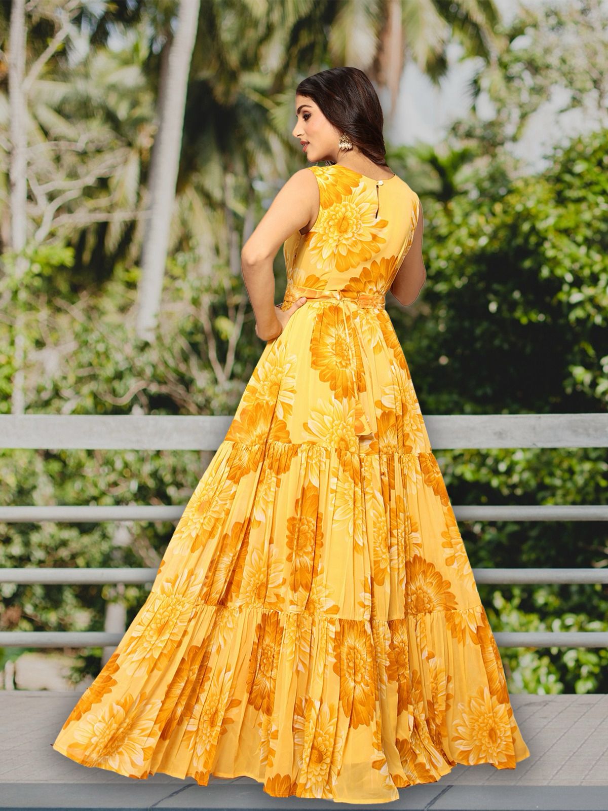 Elegance By Chansi Trendz CT 16 Multilayer Georgette Printed Gown Suppliers In India
